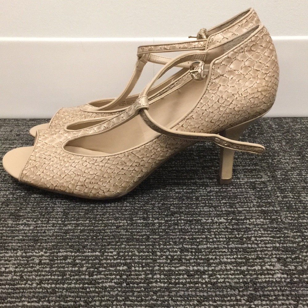 T-strap Franco Sarto snakeskin shoes